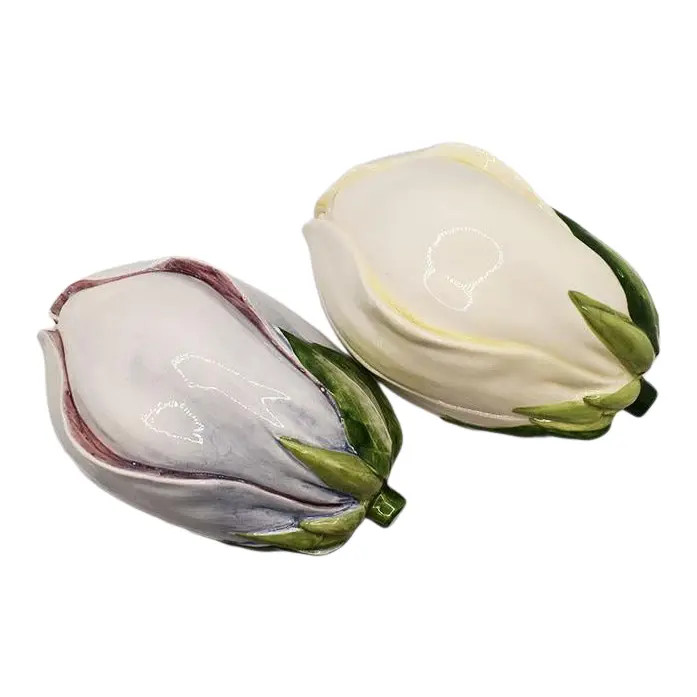 Vintage Vietri Ceramic Eggplant Motif Covered Dishes- a Pair | Chairish