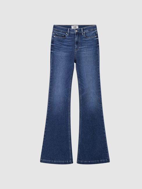Reiss Mid Blue Genevieve Paige High Rise Flared Jeans | Reiss UK