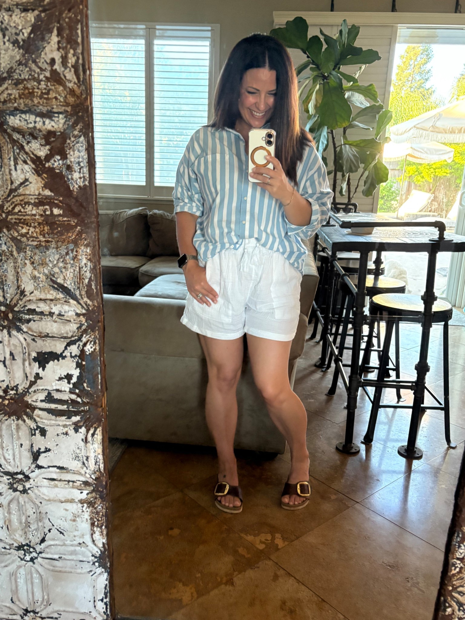 Dropping all of my spring break looks. It’s been a great week! Linen gauze pull on shorts with a blue striped button down shirt for an easy look. I’ve have my big buckle Madrid Birkenstock sandals for years and they’ve held up great!

Spring look
Vacation style


#LTKPetite #LTKOver40 #LTKTravel