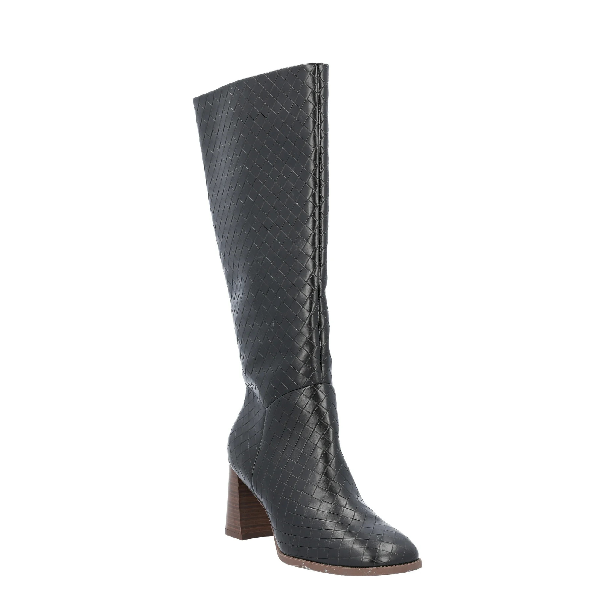 Free Assembly Women's Faux Leather Basketweave Texture Tall Boots, Sizes 6-11 | Walmart (US)