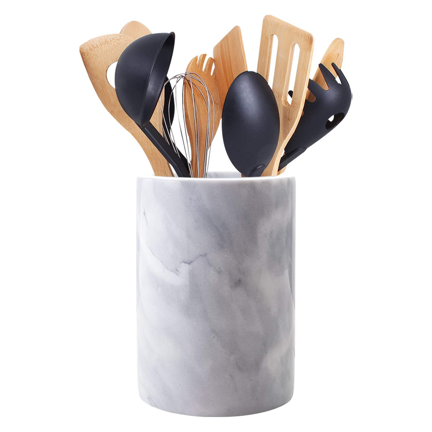 Marble Utensil Holder for Kitchen Counter Decor, Flatware & Utensil Storage Organizer - Kitchen U... | Amazon (US)