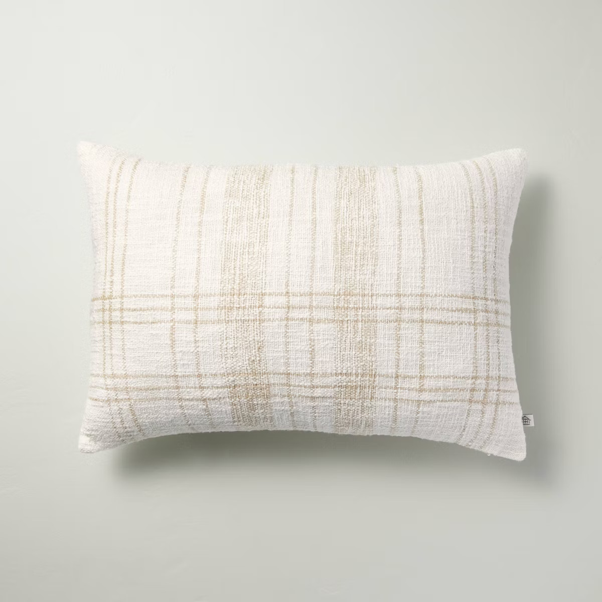 14"x20" Offset Plaid Lumbar Throw Pillow Cream/Tan - Hearth & Hand™ with Magnolia | Target