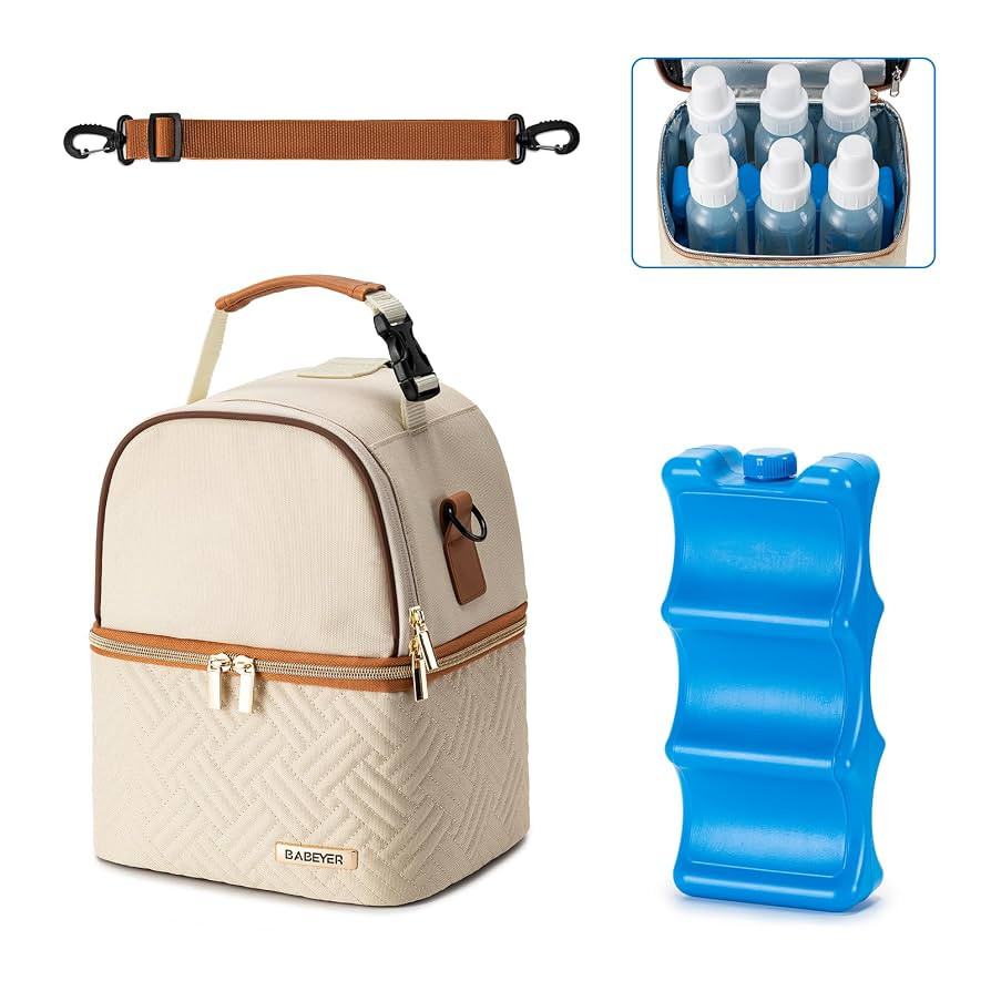 Breastmilk Cooler Bag with Ice Pack Fits 6 Baby Bottles up to 9 Ounce, Breast Milk Pump Cooler Ba... | Amazon (US)