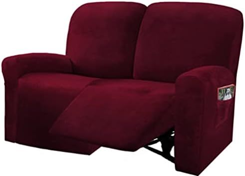 ULTICOR Reclining Love Seat Slipcover, 48" - 65" L, 6-Piece Velvet Stretch Loveseat Reclining Sof... | Amazon (US)