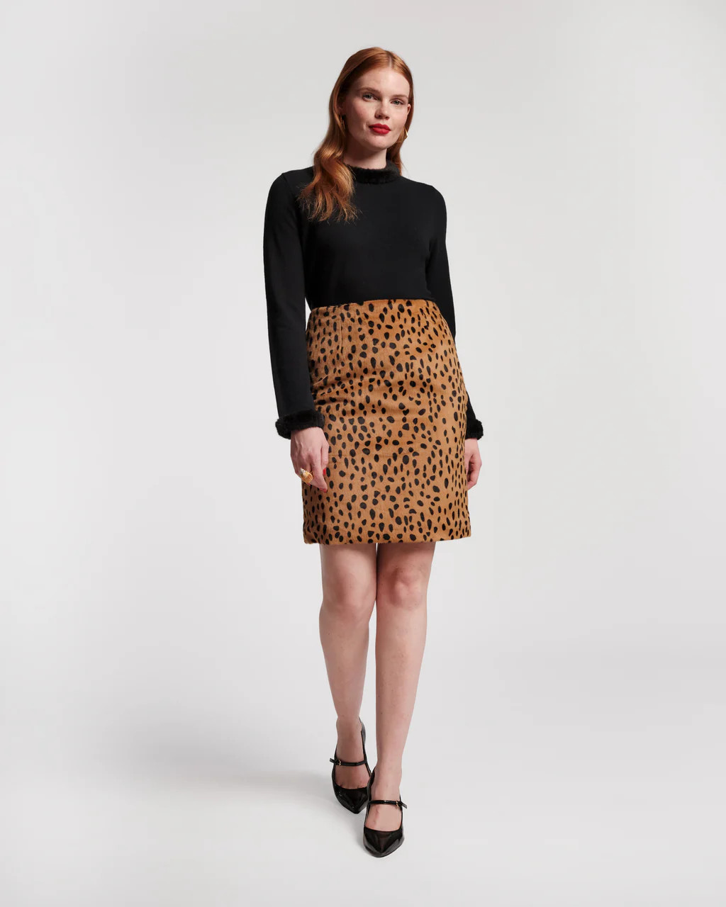 Blaine Skirt - Cheetah Faux Fur | Frances Valentine