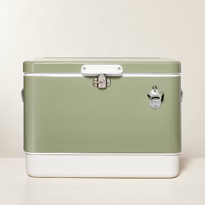 Hard-Sided 80can/54qt Two-Tone Cooler Green/Cream - Hearth & Hand™ with Magnolia | Target