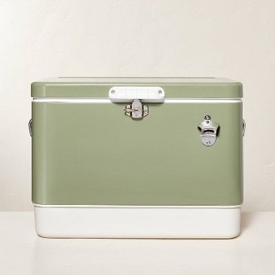 Hard-Sided 80can/54qt Two-Tone Cooler Green/Cream - Hearth & Hand™ with Magnolia | Target