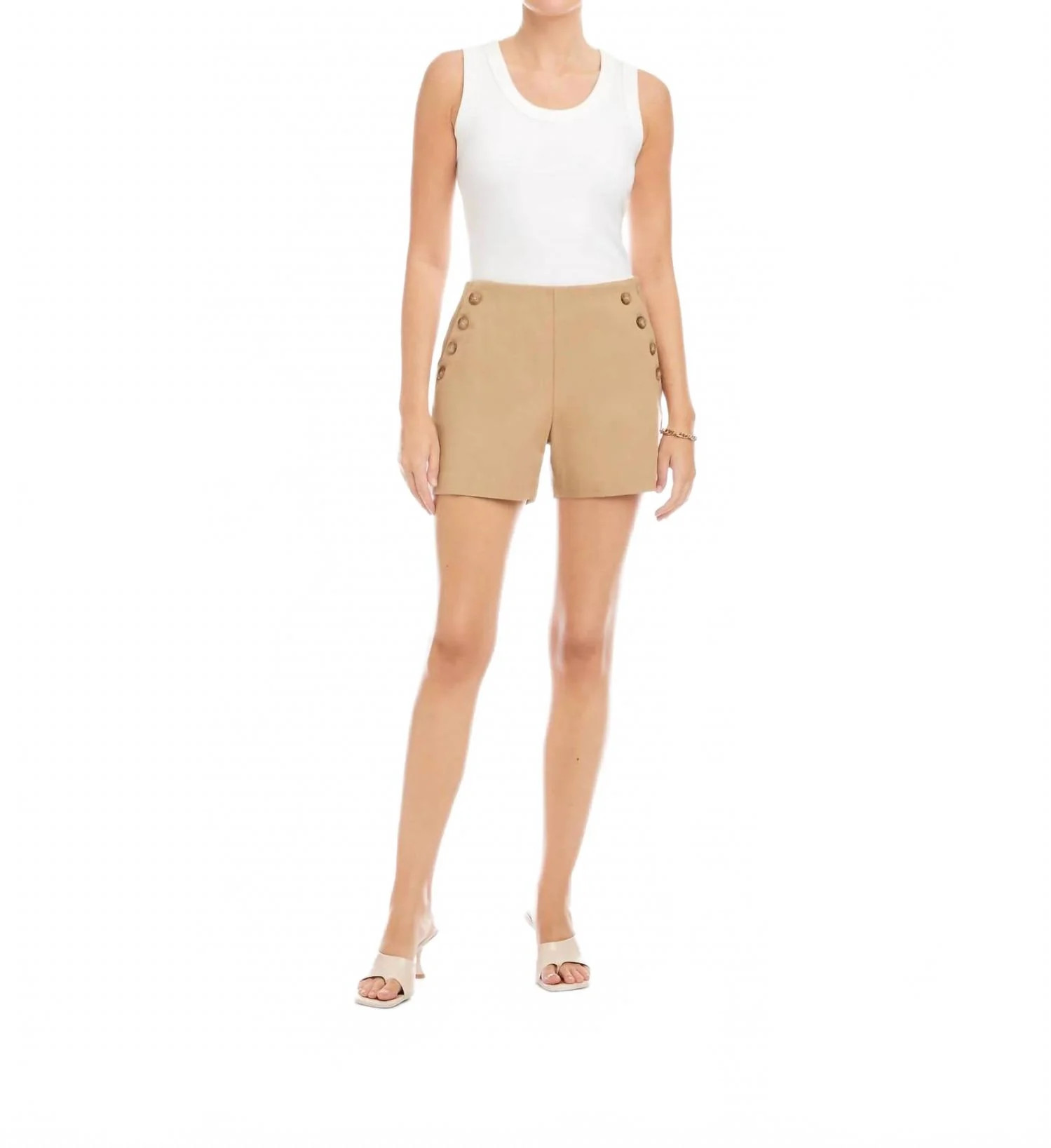 Button Pocket Shorts In Khaki | Shop Simon
