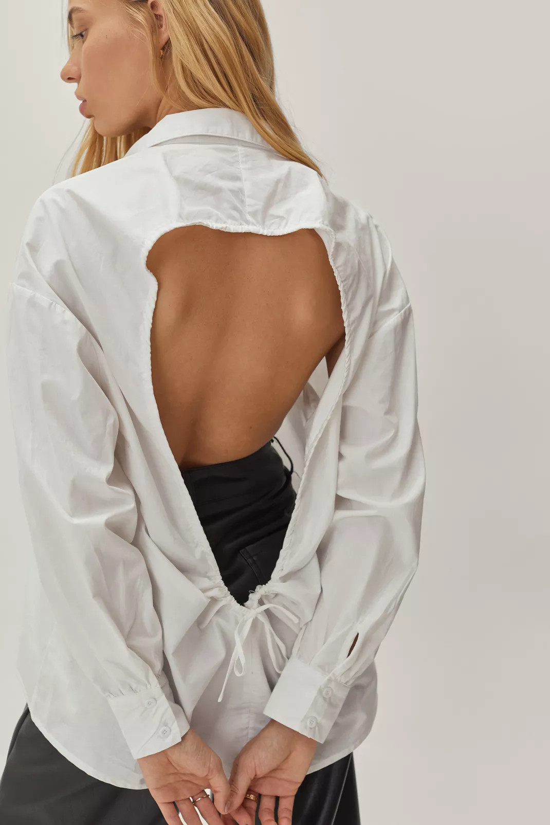 Petite Cut Out Open Back Shirt | Nasty Gal (US)