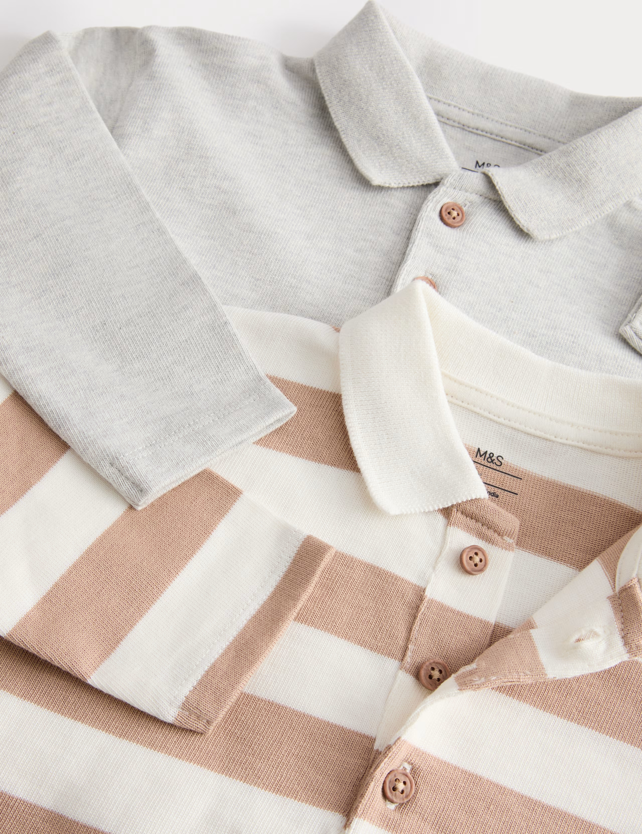 2pk Pure Cotton Long Sleeve Polo Tops (0-3 Yrs) | M&S Collection | M&S | Marks & Spencer (UK)
