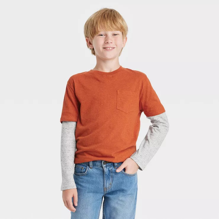 Boys' Layered Long Sleeve Knit T-Shirt - Cat & Jack™ | Target