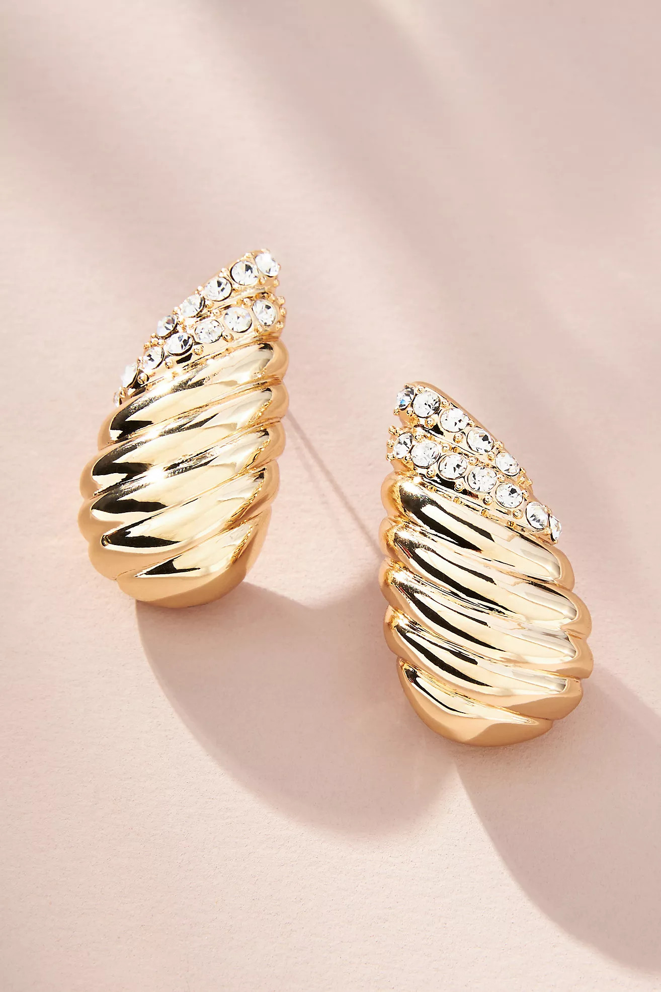 Ribbed Crystal Post Earrings | Anthropologie (US)