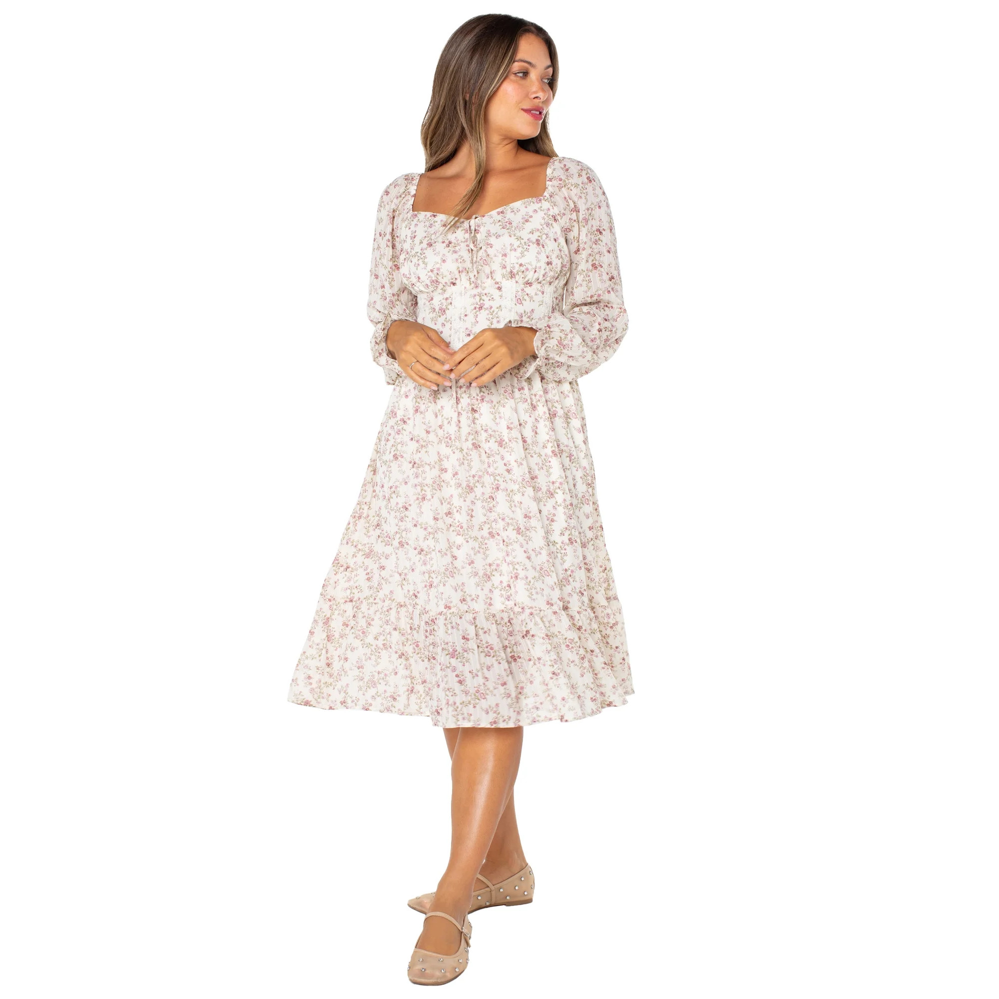 Celebrity Pink Women's and Women's Plus Long Sleeve Midi Dress, Sizes XS-4X | Walmart (US)