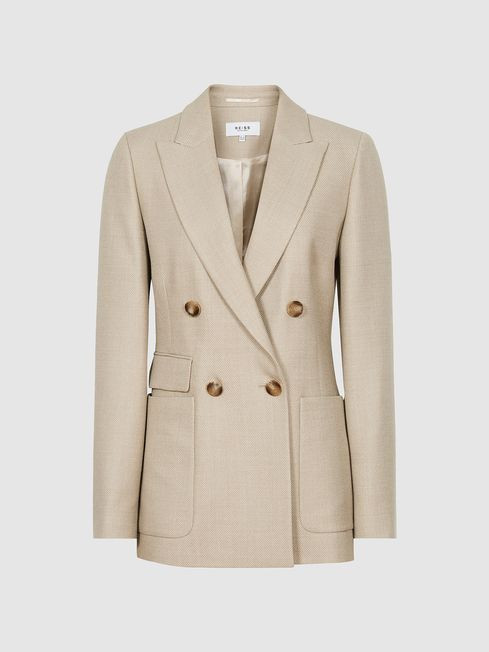 Double Breasted Twill Blazer | Reiss US