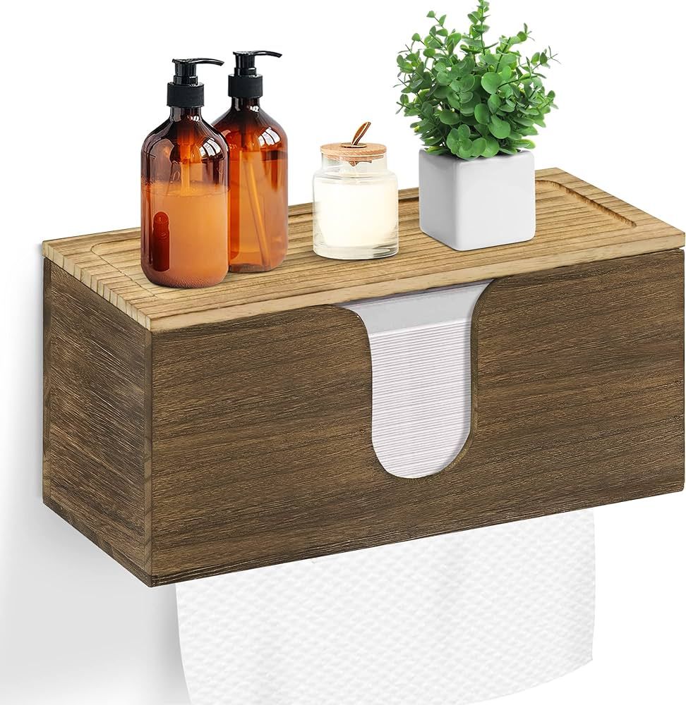 Solid Wood Paper Towel Dispenser Wall Mounted, Folded Paper Towel Holder with Lid, Commercial C-F... | Amazon (US)