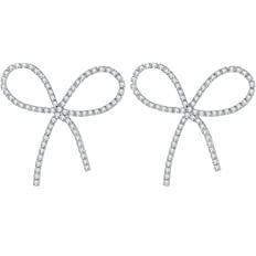 Bow Earrings for Women Silver Plated Cubic Zirconia Bow Drop Earrings for Women Gift | Amazon (US)