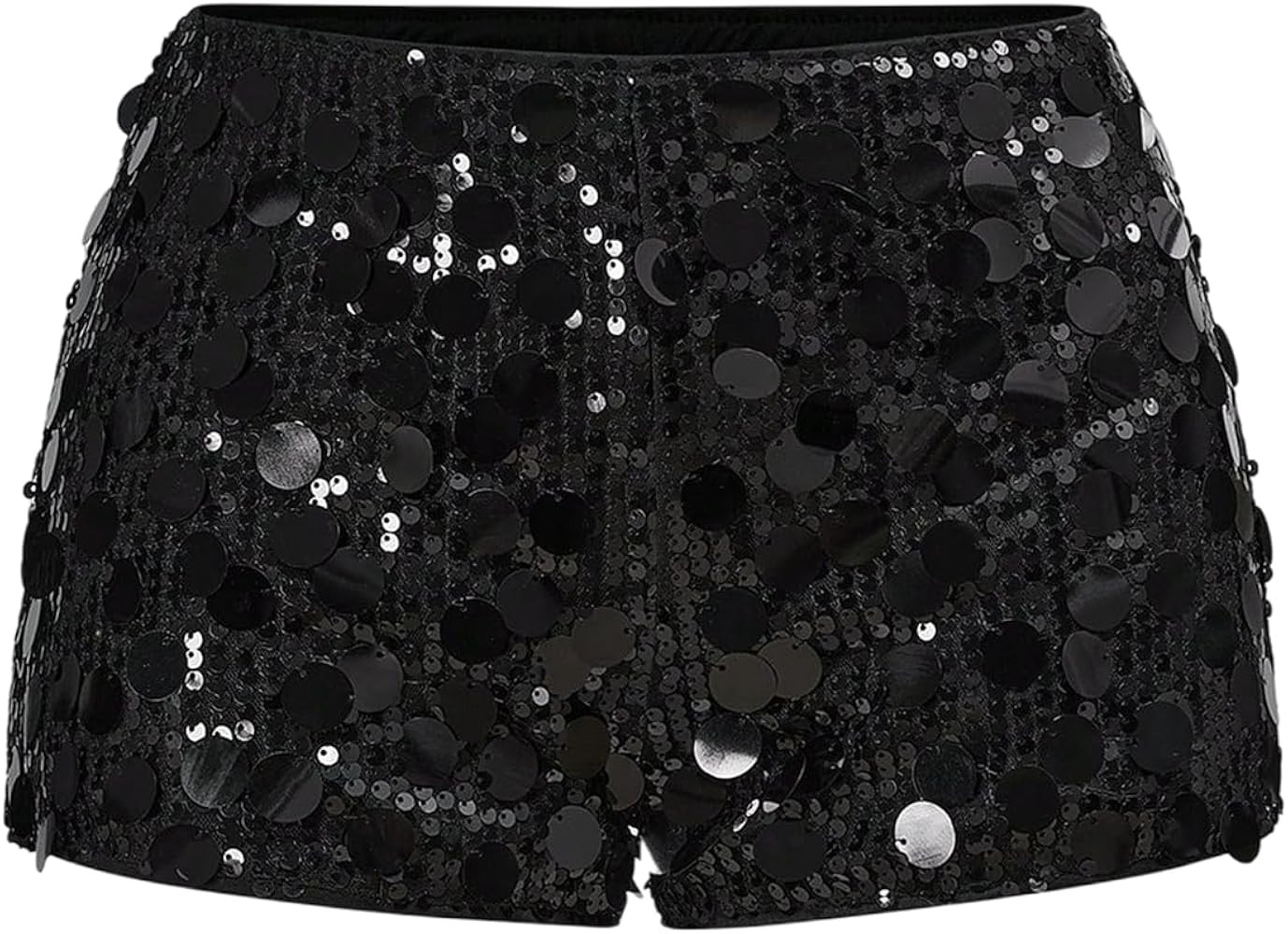 Women's Plus Size Sequin Sparkly Mini Shorts Low Rise Skinny Shorts Music Festival Rave Outfits | Amazon (US)