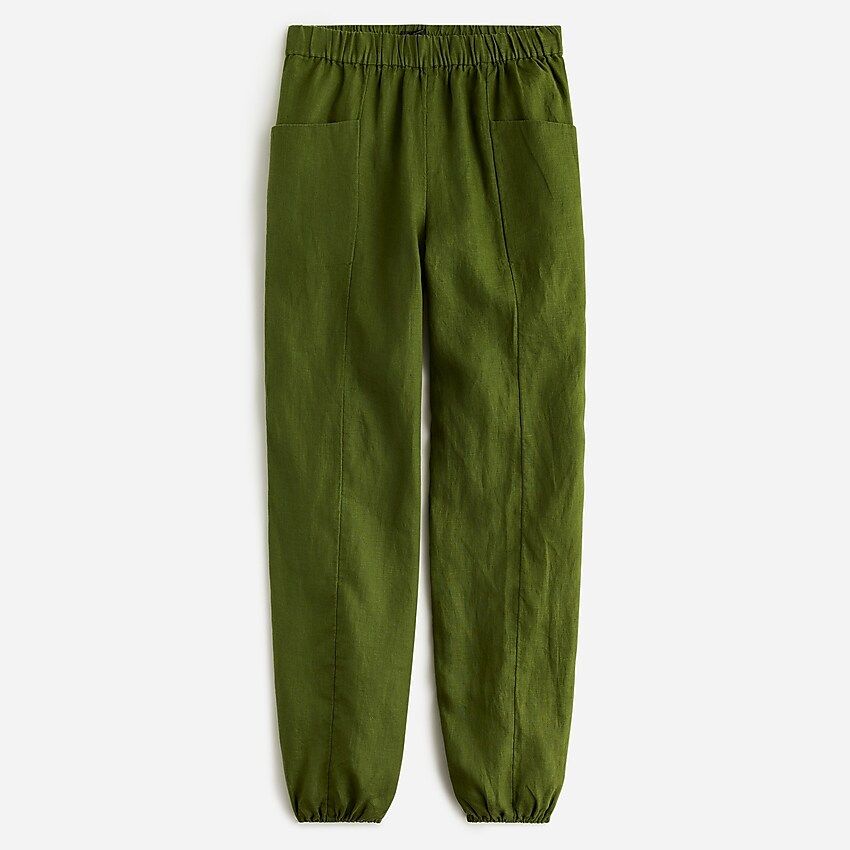 Gathered pull-on pant in linen | J.Crew US