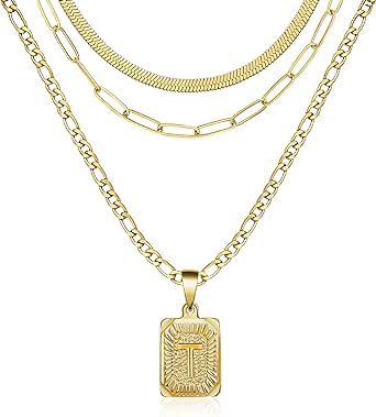 JoycuFF Initial Gold Necklaces for Women Men Teen Girls Best Friend Fashion Trendy Figaro Chain S... | Amazon (US)
