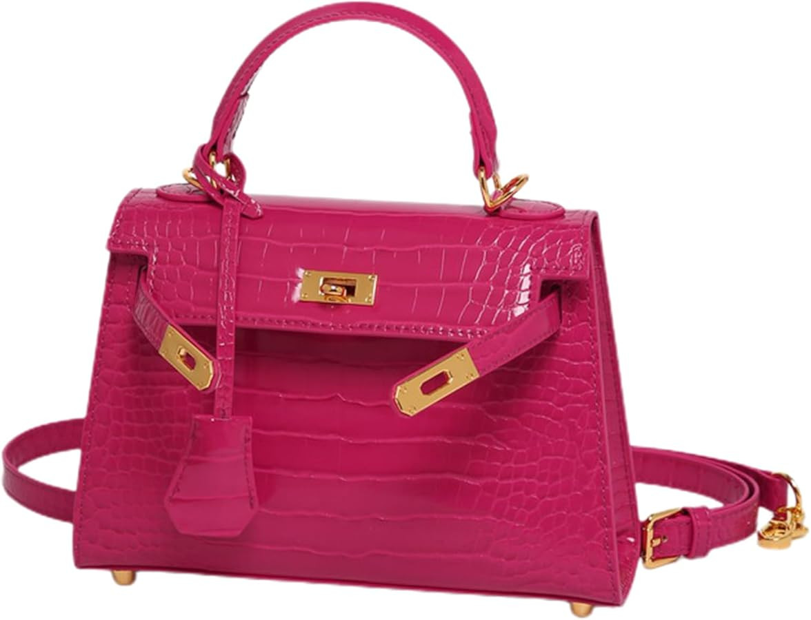 PU Leather Purses and Handbags for Women Ladies Crocodile Print Top Handle Satchel Small Work Cro... | Amazon (US)