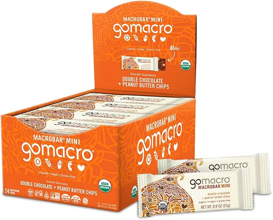 GoMacro MacroBar Mini Organic Vegan Snack Bars – Double Chocolate + Peanut Butter Chips (0.9 Ou... | Amazon (US)