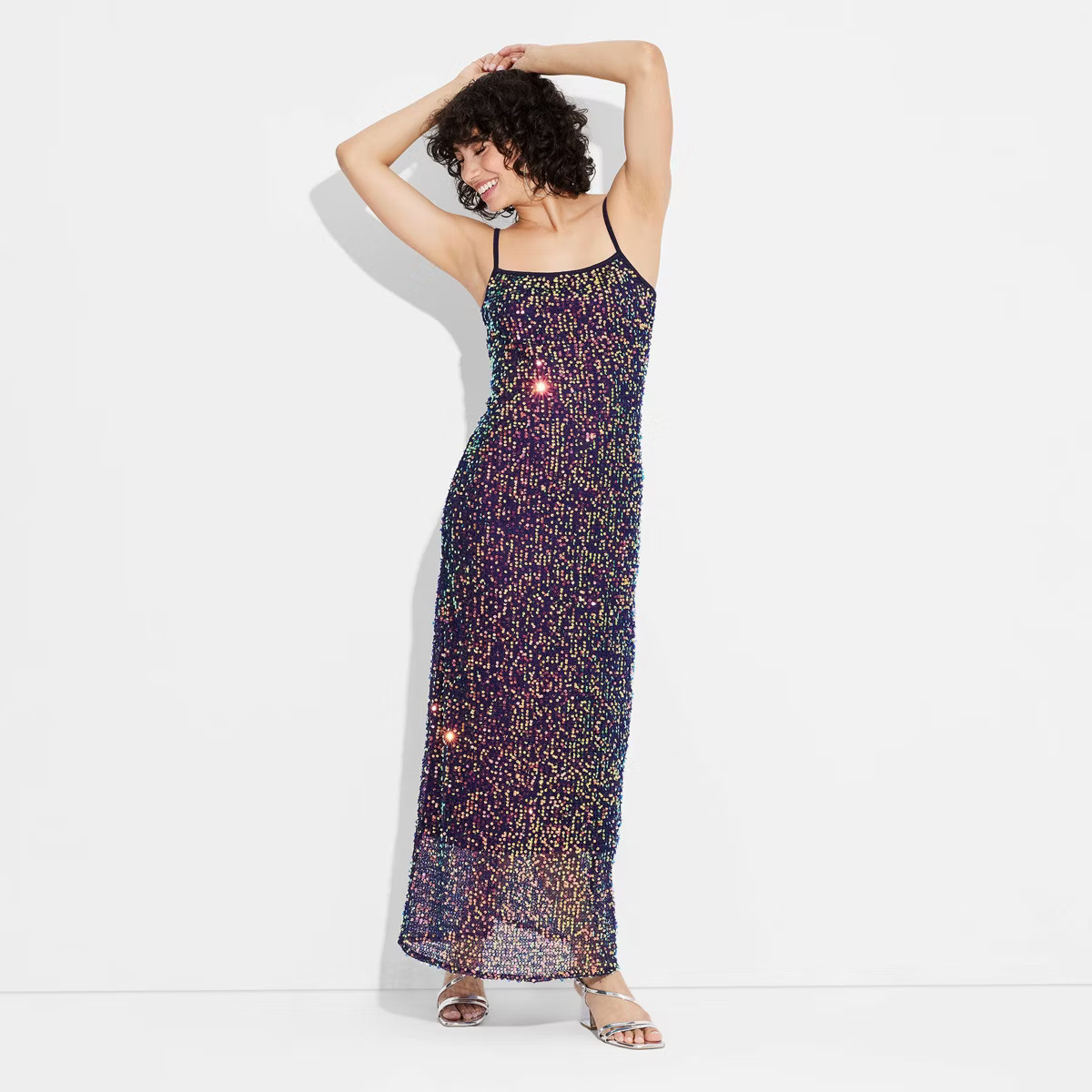 Women's Open Work Sequin Midi Dress - Wild Fable™ Navy Blue | Target