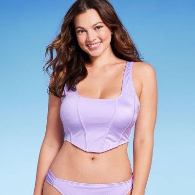 Women's Longline Corset Top Bikini Top - Wild Fable™ Purple | Target