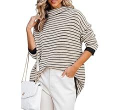 Dokotoo Womens Oversized Turtleneck Pullover Sweaters 2023 Striped Warm Long Sleeve Knit Tunic Ju... | Amazon (US)