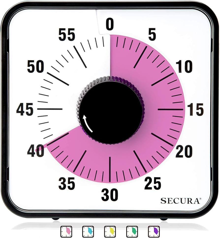 Secura 60-Minute Visual Countdown Timer, 7.5-Inch Oversize Classroom Visual Timer for Kids and Ad... | Amazon (US)