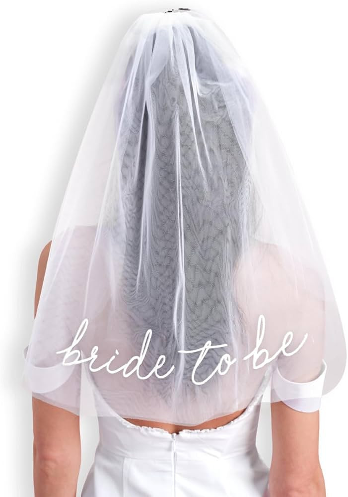 xo, Fetti Bachelorette Bride To Be Embroidered Veil | BachParty Accessory, Bride To Be Headband D... | Amazon (US)
