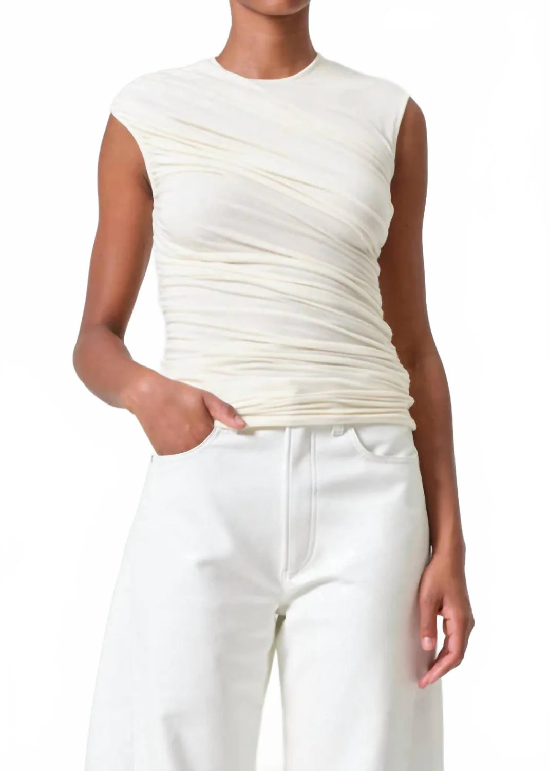 Ester Twist Tank Top In Warm Cream | Shop Simon