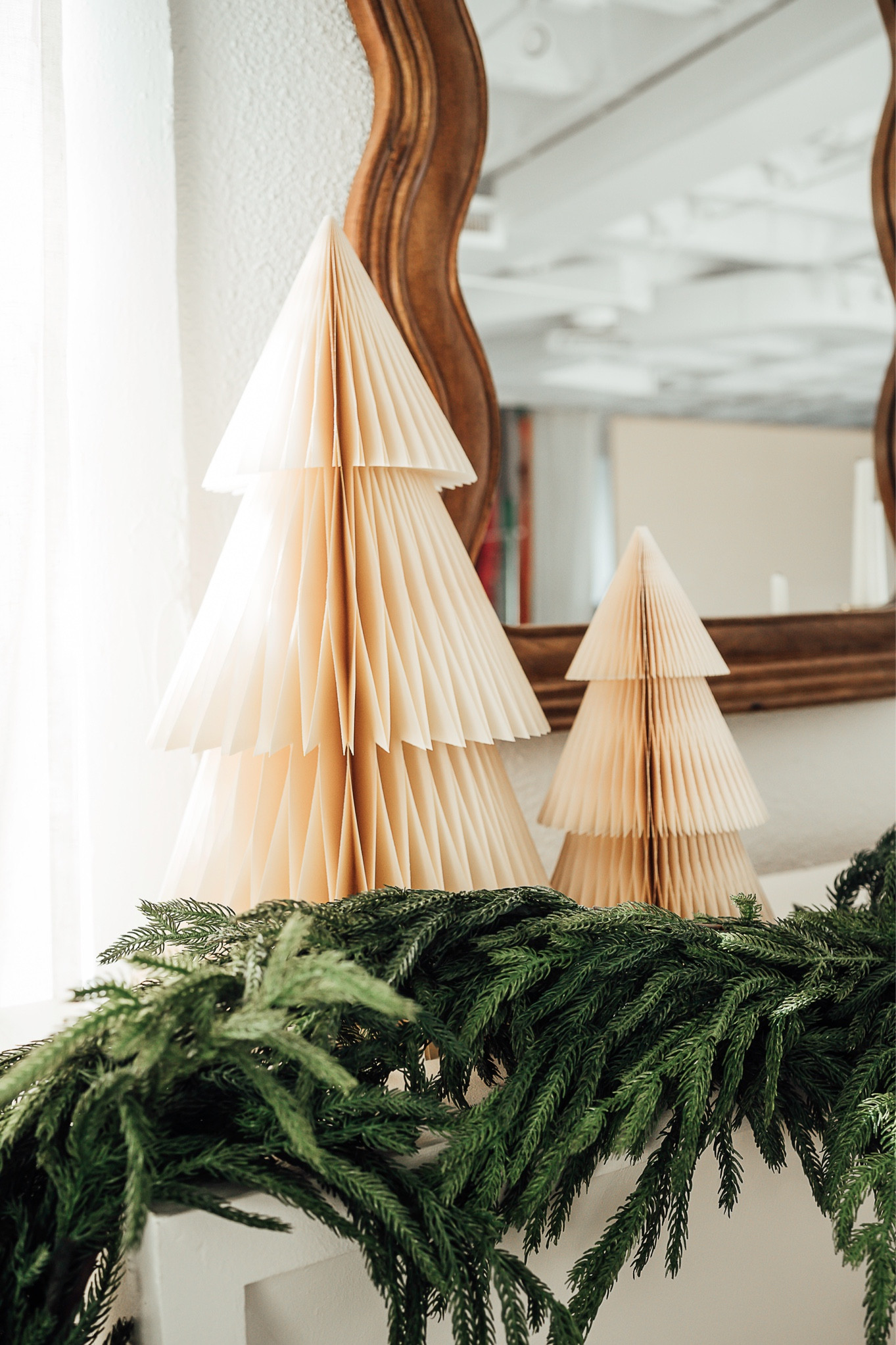 Christmas Decor - garland and paper Christmas trees 

#LTKStyleTip #LTKHome #LTKHoliday
