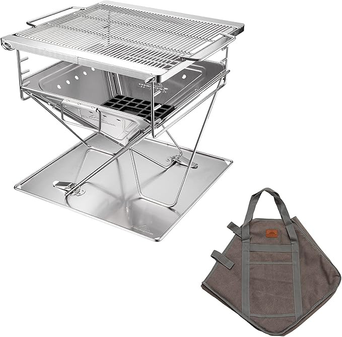 CAMPINGMOON 3-in-1 Portable Stainless Steel Wood Burning Grill and Fire Pit 16x18-inch with Carry... | Amazon (US)