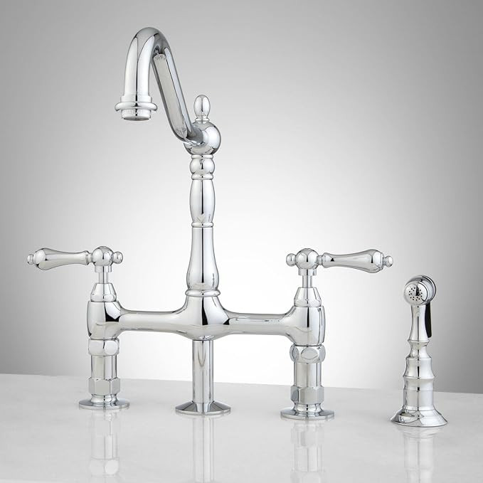Signature Hardware 907295 Bellevue Bridge Kitchen Faucet with Brass Sprayer - Lever Handles | Amazon (US)