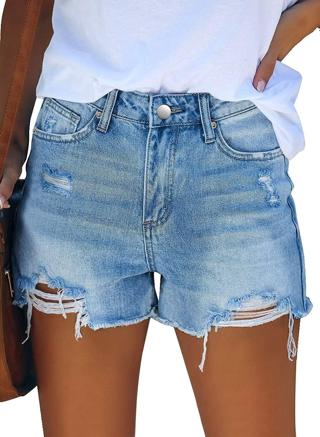 CHICZONE Womens Mid-High Waisted Stretchy Denim Jean Shorts | Amazon (US)
