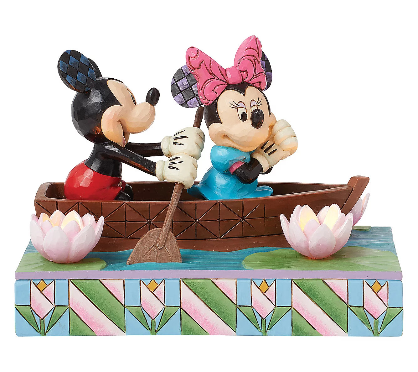 Disney Traditions Jim Shore Mickey & Minnie Lov e Rowboat LED | QVC
