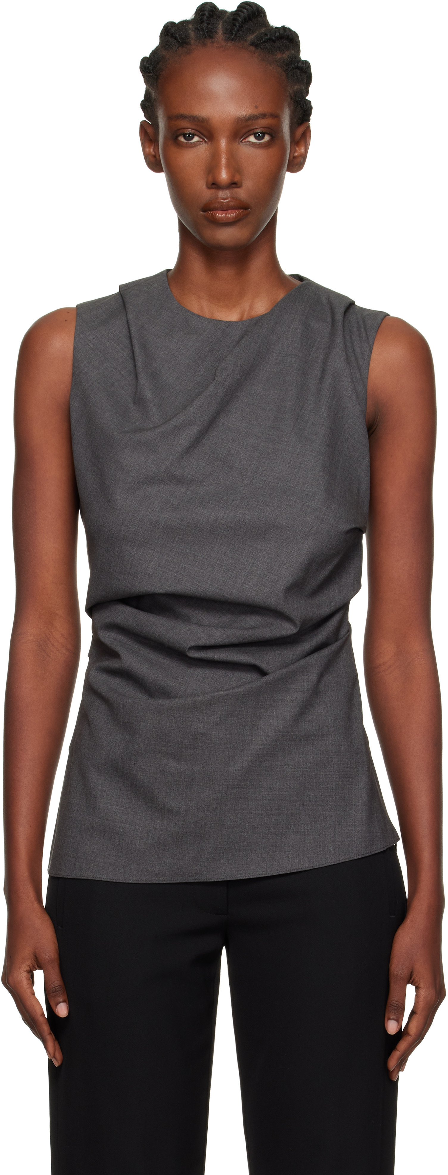 Róhe Gray Sleeveless Twisted Top | SSENSE