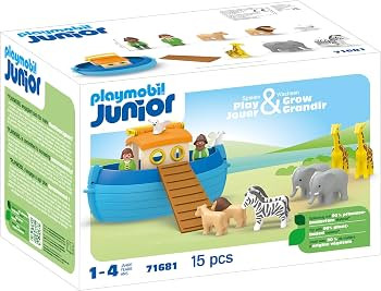 PLAYMOBIL 71681 JUNIOR: My Take Along Noah's Ark, including ramp and nine animals, sustainable to... | Amazon (UK)