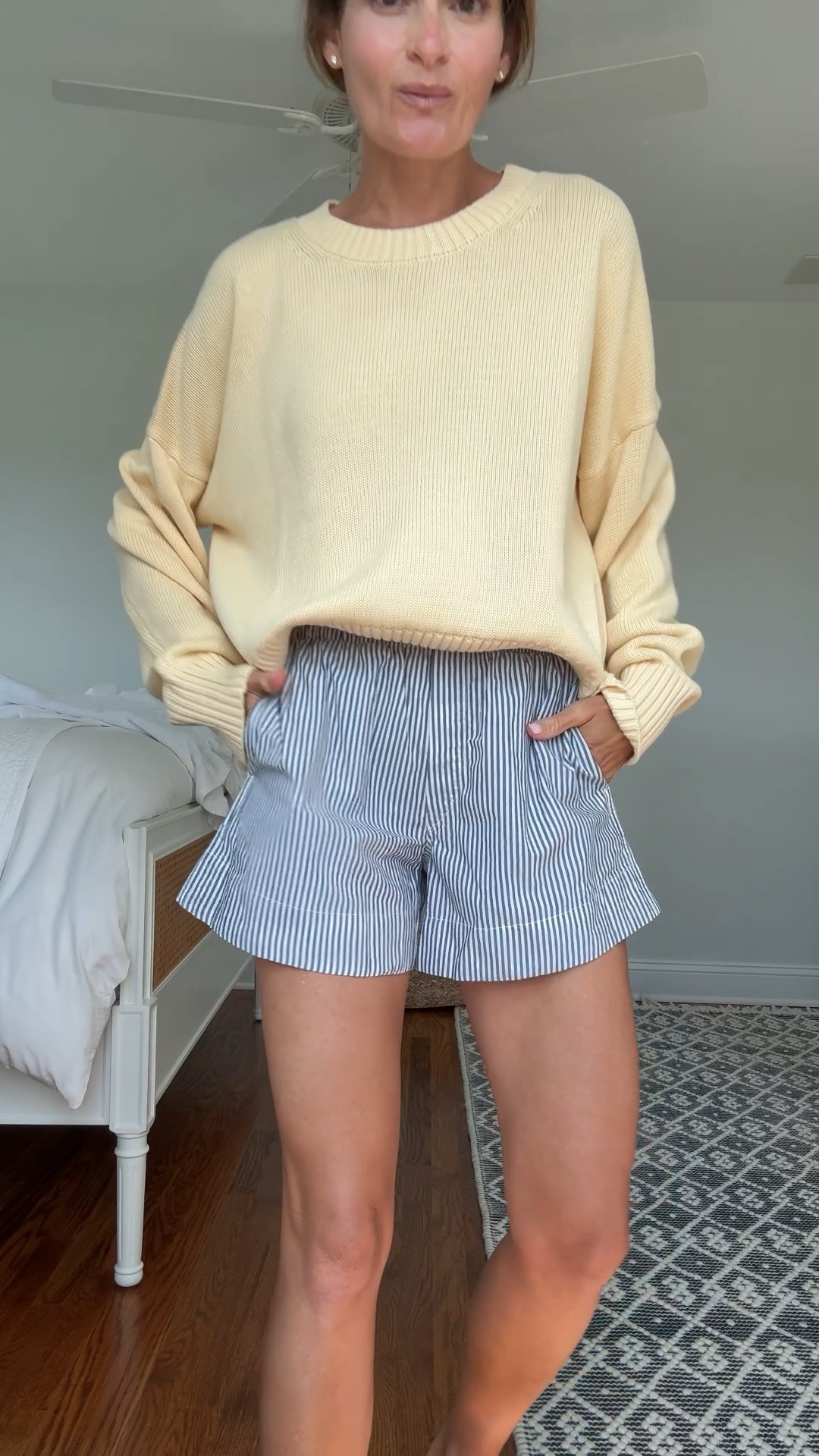 Weekend ice cream run 🍦this 100% cotton oversized cotton sweater is such a great fit and the most gorgeous butter yellow. Love it so much I also own the ivory and navy. & the best part is it’s under $50!  I sized up to a M for an even more oversized fit.  
@quince #quincepartner

#LTKdayinmylife #LTKgrwm #LTKootd