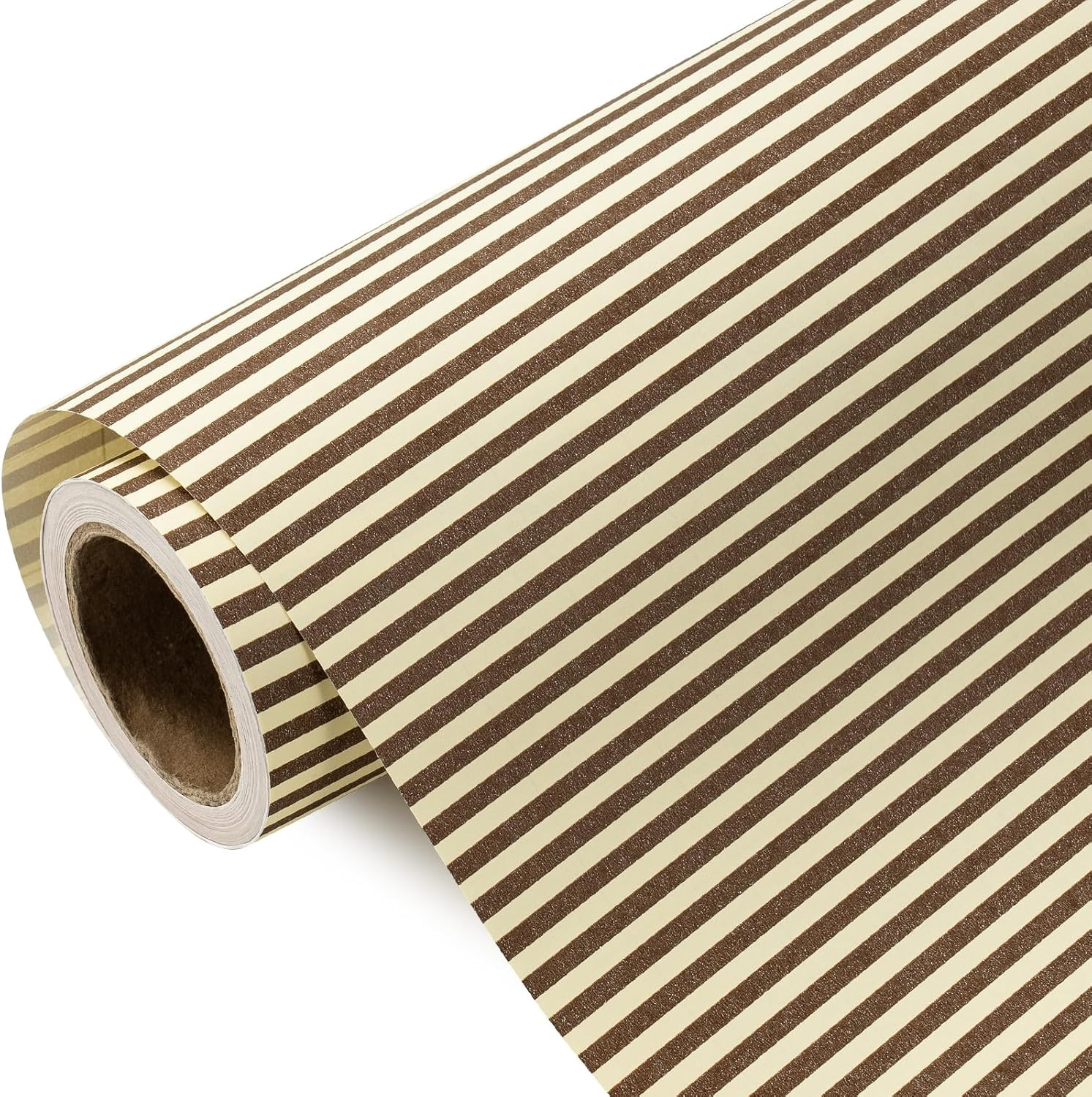 WRAPAHOLIC Kraft Striped Wrapping Paper Roll - Mini Roll - 17 Inch x 16.5 Feet - Classic Brown Stripe Wrapping Paper for Birthday, Wedding, Baby Shower | Amazon (US)