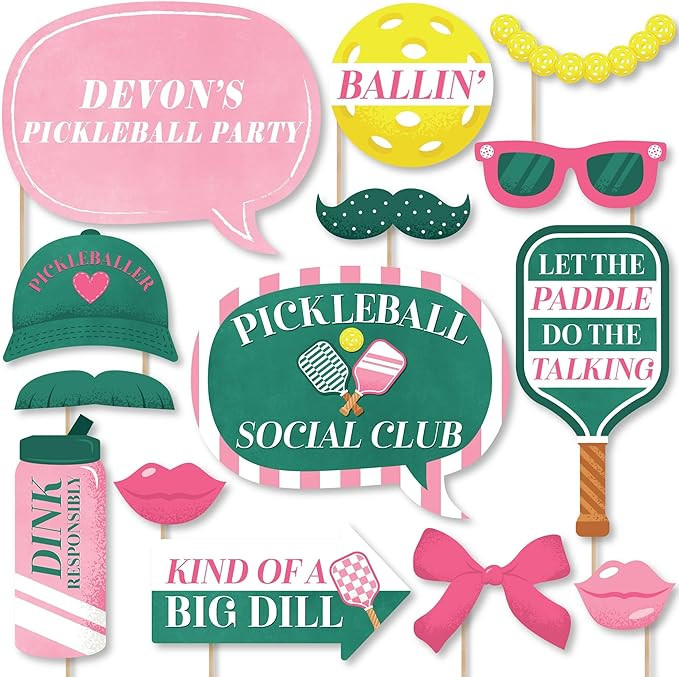 Big Dot of Happiness Custom Pink Pickleball - Photo Booth Props - Personalized Country Club Party... | Amazon (US)