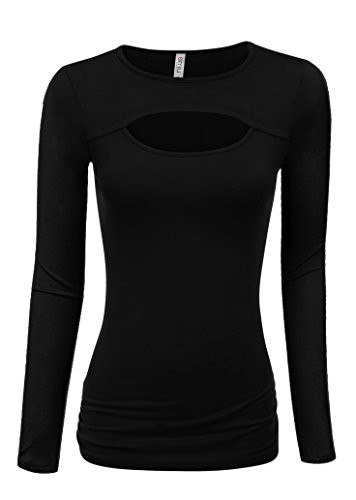 Black Tight Long Sleeve Shirt Black Spandex Shirts for Women Black Keyhole Shirt Black Long Sleeve Shirt Women (Size Medium, Black Long Sleeve) | Amazon (US)