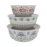 The Pioneer Woman Hattie 6-Piece Bamboo Melamine Bowl Set with Lids, Multicolor | Walmart (US)