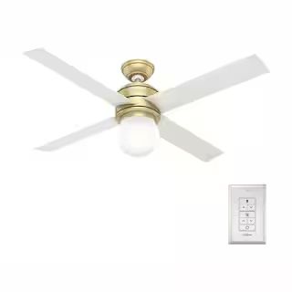 Hunter Hepburn 52 in. LED Indoor Modern Brass Ceiling Fan 59320 - The Home Depot | The Home Depot