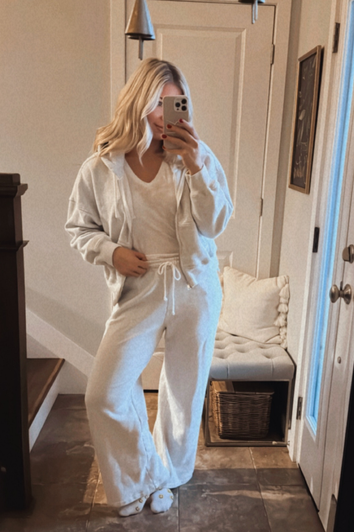 If you need me, I’ll be in this sweatsuit until June! I sized up in the hoodie and got my true size in the pants. Don’t judge the fit until you’ve washed and died them 
Casual mom style 

#LTKstyletip #LTKover40 #LTKfindsunder50