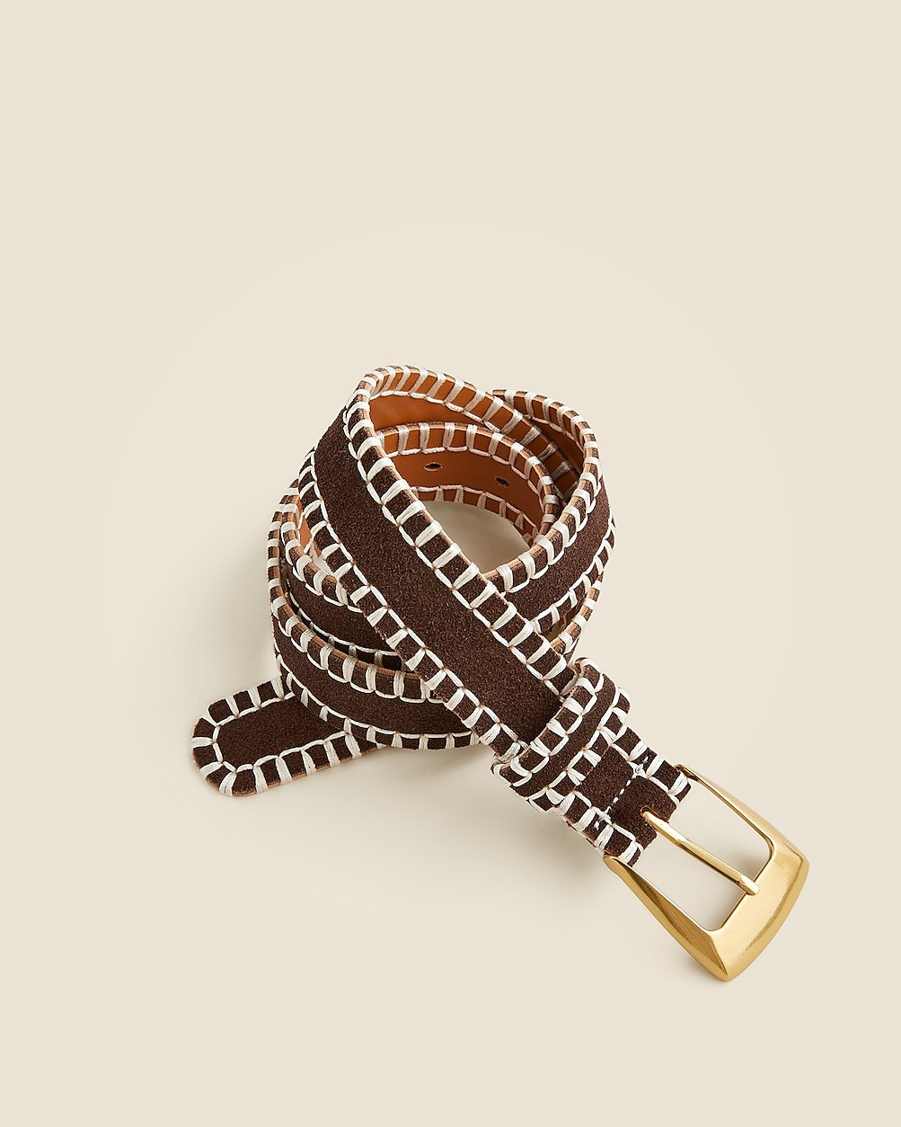 Blanket-stitch belt in suede | J. Crew US