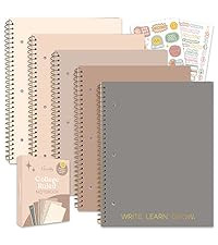 Decorably 5-Pack 140 Pages Gold Foiled Spiral Note Books College Ruled with Stickers, 8x10.5in Sp... | Amazon (US)