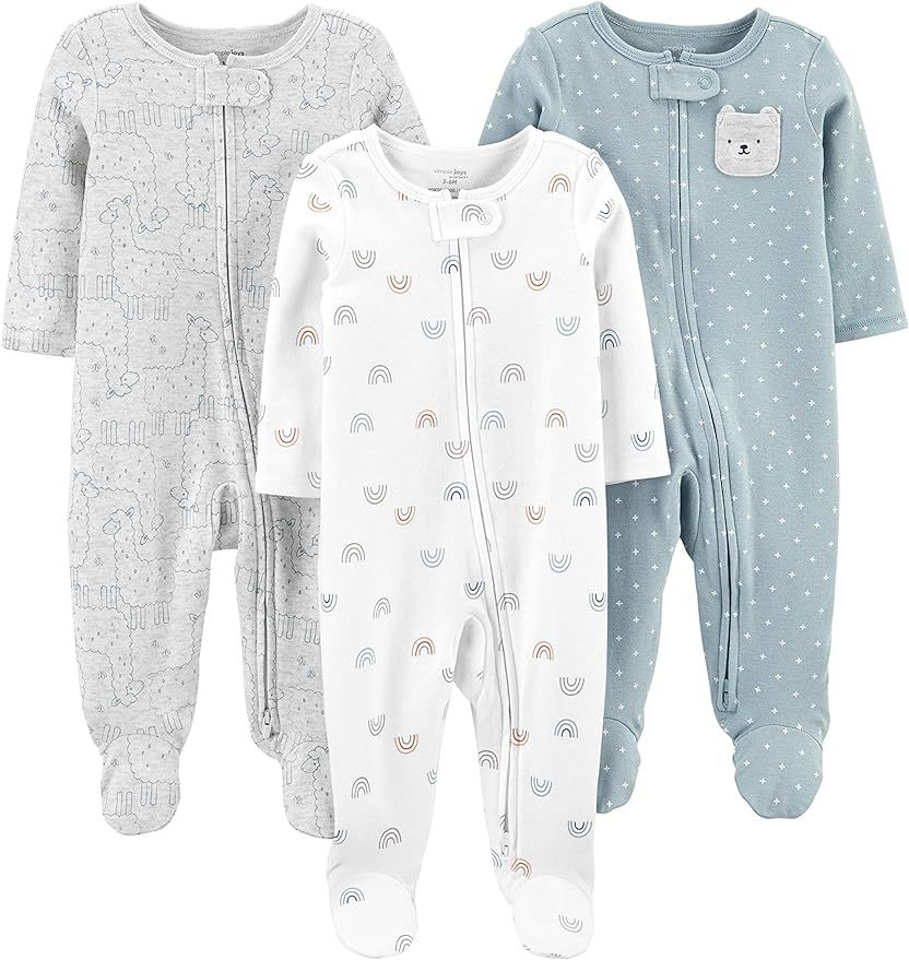 Simple Joys by Carter's Unisex Babies' Cotton Footed Sleep and Play, Pack of 3 | Amazon (US)