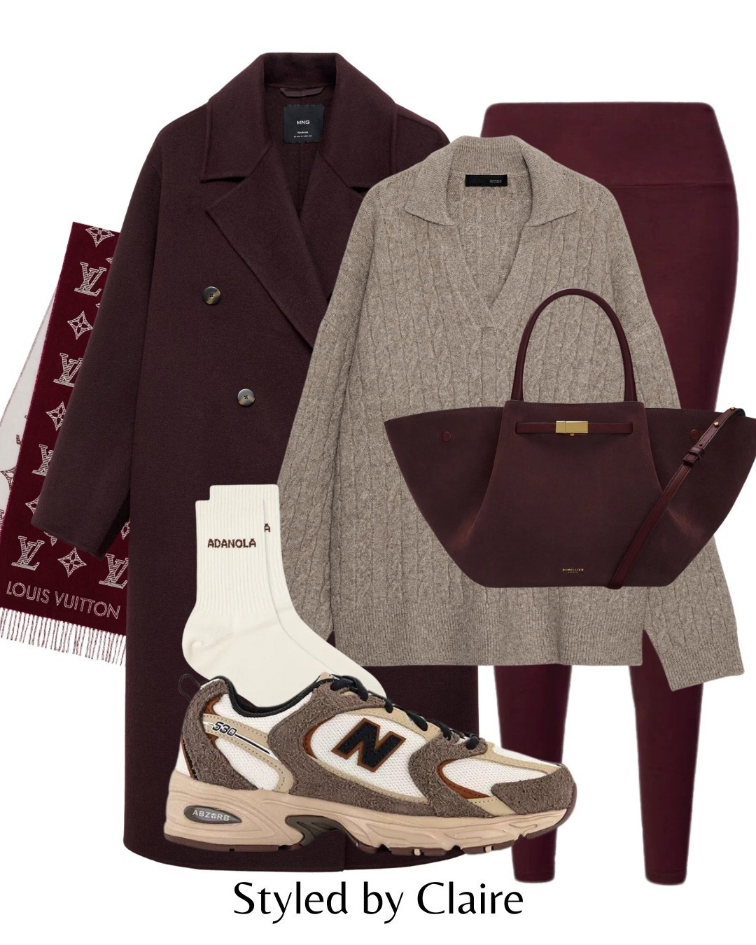 Burgundy & Taupe🍒
Use code LTKCLAIREBCNSTYLE10 for discount sitewide at LOVALL
Tags: handmade oversized wool coat mango Zara knit ribbed jumper sweater leggings fleece brushed lined cherry demellier London New York suede tote new balance 530 Louis Vuitton scarf fashion autumn winter inspo outfit ideas chic women’s style city break capsule wardrobe Parisian London Barcelona Paris office work wear casual basics 

#LTKshoes #LTKautumn #LTKstyletip