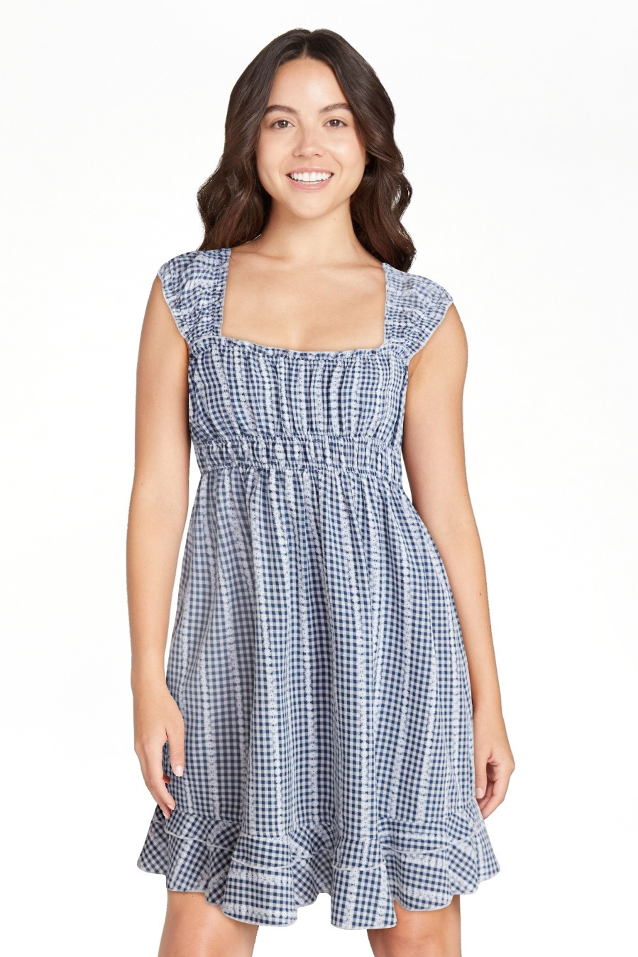 No Boundaries Empire Waist Dress with Cap Sleeves, Women's XXS-XXL | Walmart (US)